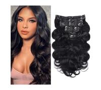 Estensioni dei capelli Clip nelle estensioni dei capelli veri capelli umani 8 pezzi 18 clip capelli senza colla dell'onda del corpo for le donne nere capelli brasiliani di Remy doppie trame pezzi di c