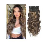 Estensioni dei capelli con clip a onda lunga da 20" 4 pezzi Estensioni di capelli sintetici dall'aspetto naturale for donne Estensione di capelli ricci ondulati da 180 g con 11 clip Facile installazio