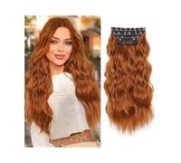 Estensioni dei capelli con clip a onda lunga da 20" 4 pezzi Estensioni di capelli sintetici dall'aspetto naturale for donne Estensione di capelli ricci ondulati da 180 g con 11 clip Facile installazio