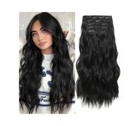 Estensioni dei capelli con clip a onda lunga da 20" 4 pezzi Estensioni di capelli sintetici dall'aspetto naturale for donne Estensione di capelli ricci ondulati da 180 g con 11 clip Facile installazio