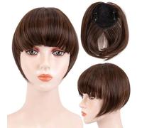Estensioni dei capelli con frangia sintetica Clip in frangia Parrucchino corto dritto da 6 pollici Frangetta frontale ordinata su due lati-M2-30-6 pollici-CN