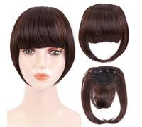 Estensioni dei capelli con frangia sintetica Clip in frangia Parrucchino corto dritto da 6 pollici Frangia frontale ordinata Due lati-M2-33-6 pollici-CN