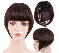Estensioni dei capelli con frangia sintetica Clip in frangia Parrucchino corto dritto da 6 pollici Frangia frontale ordinata Due lati-M2-33-6 pollici-CN