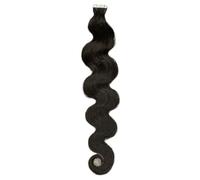 Estensioni dei capelli con strisce adesive, capelli umani, ondulati, neri, invisibili, flessibili, per donne (60 pezzi-150 g,16 pollici)