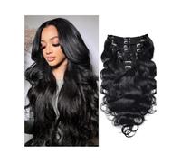 estensioni dei capelli Estensioni dei capelli con clip a onda del corpo Estensioni dei capelli umani for donne nere 8 pezzi 120g Capelli remy brasiliani con doppia trama Clip in estensioni dei capelli