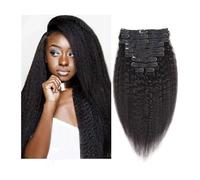 Estensioni dei capelli Estensioni dei capelli con clip Estensioni di capelli umani veri Lisci crespi Clip di capelli umani brasiliani for donne 8 pezzi Clip senza cuciture for donne nere pezzi di cape