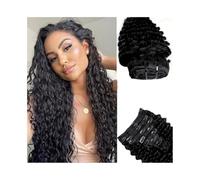 Estensioni dei capelli Extension con clip a onde profonde, capelli veri, cuticole allineate, ricci spessi fino alle punte, confezione da 120 g, 18(22inches)