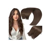 Estensioni dei capelli Extension for capelli brasiliani Remy ondulati e ricci con clip, con nastro adesivo - Trama invisibile in pelle con punte spesse e design bifacciale(26 inch)