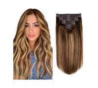 Estensioni dei capelli Extension for capelli con clip, capelli umani lisci al 100% non trattati, doppia trama, for donna pezzi di capelli(16inches)