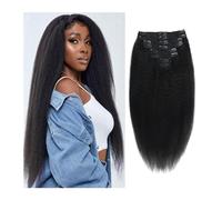 estensioni dei capelli Extension for capelli con clip dritta crespa, capelli veri neri naturali for donne, extension con clip for capelli lisci crespi, doppia trama, senza cuciture, 120 g/set miglior