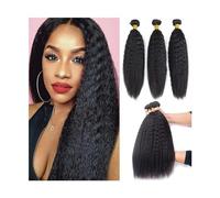 Estensioni dei capelli Fasci lisci crespi Fasci di capelli umani lisci crespi da 8-40 pollici 1/3/4 pezzi Fasci lisci Yaki Estensioni dei capelli Remy della Malesia for donne nere Fasci di capelli uma
