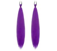 Estensioni dei capelli intrecciati viola da 24 pollici, 1 paio di capelli sintetici preallungati color lavanda per cosplay