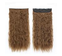 Estensioni dei capelli Lunghe clip ondulate sintetiche ad acqua nelle estensioni dei capelli, spesse onde lunghe e sciolte Estensioni dei capelli Trama di pizzo invisibile Posticci morbidi naturali fo