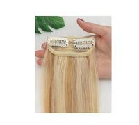 Estensioni dei capelli per uso quotidiano a clip: capelli umani corti, per donne con capelli radi, per più volume(Ash Blonde+Bleach Blonde,15 cm)