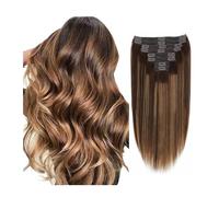 Estensioni dei capelli segrete, Clip diritta in estensioni dei capelli estensioni dei capelli umani P4/27 Marrone medio misto biondo testa completa Clip Ins capelli naturali con 18 clip, Decorazione