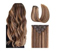 Estensioni dei capelli segreti con clip per capelli umani a doppia trama, capelli umani biondi misti, 7 pezzi, lisci e setosi, 100% capelli umani, decorati