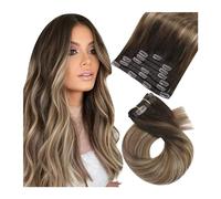 Estensioni dei capelli segreti, estensioni dei capelli a clip Sweep capelli umani da marrone scuro a marrone misto con bionda estensioni dei capelli a clip senza cuciture Estensioni dei capelli hum