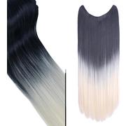 Estensioni Dei Capelli Sintetici Nessuna Clip Nessuna Colla Invisibile 24 Pollici Lungo Dritto Onda Resistente Al Calore Pezzo Per Capelli