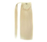 Estensioni dei capelli umani a coda di cavallo dritte avvolgenti for donne, biondo candeggina da 100 grammi per l'uso quotidiano(22 inch)