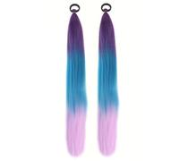 Estensioni dei capelli viola 2 pezzi per trecce Capelli intrecciati color lavanda sfumati sintetici preallungati con fascia elastica per bambini Stile 1
