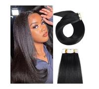 estensioni del nastro Nastro adesivo for extension capelli umani, extension invisibili for capelli legate a mano iniettate da 16-26 pollici, capelli umani veri senza cuciture for ragazza nera, 1B Ext