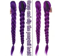 Estensioni per capelli intrecciati viola, blu zaffiro, rosa, parrucche sintetiche lunghe viola intrecciate da 26 pollici, 28 pollici, 32 pollici, adatte per esibizioni sul palco, feste, costumi di Ogn