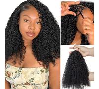 Estensioni per capelli ricci leggeri in piuma di crochet in capelli umani, ricci a micro treccia in crochet di capelli umani senza nodi, pre-separati, 100% capelli umani pre-anellati, riutilizzabili C