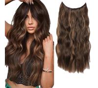 Estensioni Per Capelli Ricci Ondulati Lunghi 20 Pollici Sintetici Invisible Wire Hairpice Due Clip Per Capelli Da Donna