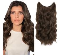 Estensioni Per Capelli Ricci Ondulati Lunghi 20 Pollici Sintetici Invisible Wire Hairpice Due Clip Per Capelli Da Donna