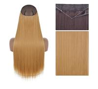 Estensioni Per Capelli Sintetiche Senza Clip Regolabili Biondo Naturale Castano Lungo Ondulato Resistente Al Calore Per Donna