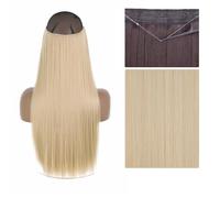 Estensioni Per Capelli Sintetiche Senza Clip Regolabili Biondo Naturale Castano Lungo Ondulato Resistente Al Calore Per Donna