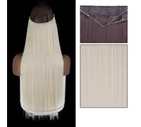 Estensioni Per Capelli Sintetiche Senza Clip Regolabili Biondo Naturale Castano Lungo Ondulato Resistente Al Calore Per Donna