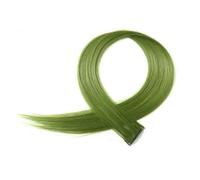 Estensioni per capelli sintetici lunghi e lisci colorati con fermagli Fermagli per capelli neri colorati resistenti al calore Posticci per donne-Verde fagiolo 50 cm