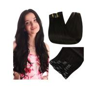 Estensioni per capelli umani da donna, 7 pezzi, 120 g, doppia trama, extension per capelli umani da donna (off black,16inches)