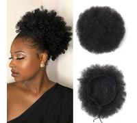 Estensioni per chignon, code di cavallo e acconciature afro ricci per capelli corti di donne di origine africana, in capelli sintetici ricci, adatte per Natale, Capodanno, carnevale e festival musical