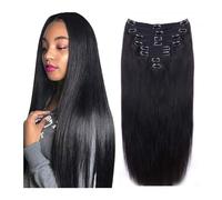 Estensioni segrete dei capelli, Clip for capelli umani lisci da 16-26 pollici nelle estensioni dei capelli for le donne nere Clip di capelli umani brasiliani morbidi e setosi in colore nero naturale 8