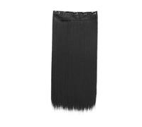 Estensioni sintetiche for capelli invisibili in un pezzo a 5 clip, parrucchino lungo dritto da 24 pollici resistente al calore for le donne(1B)