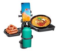 Estensore della per auto, stazione della per auto, organizer per bicchieri per auto, 4 in 1, vassoio girevole compatto per auto, tavolo multiuso con portabicchieri, rotazione a 360 gradi