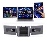 Estensore dello schermo del computer portatile da 16", triplo monitor | Display IPS 1920x1200P, 350 cd/m², 99% sRGB per lavoro, trading, viaggi e giochi