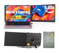 Estensore doppio per schermo portatile da 14" con 0,6 kg, monitor portatile ultra sottile per laptop Plug & Play, monitor esteso FHD 1080P per laptop da 13"-17", display da viaggio USB-C/HDMI per Mac