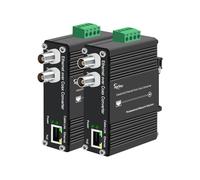 Estensore industriale PoE+ DIN Rail EdC, Ethernet su coassiale, 10/100Mbps a 300m (900m+Daisy Chain), con uscita PoE, 2 porte BNC, ingresso DC 48V, per telecamere IP e reti industriali