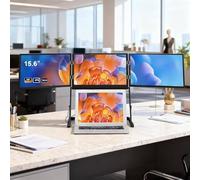 Estensore per schermo del laptop da 15,6", monitor triplo pieghevole portatile per laptop, display triplo FHD 1080P da 15,6 in con Type-C, HDMI e USB-C,angoli di visualizzazione regolabili a 360°