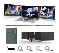 Estensore per schermo triplo per laptop da 14 pollici, display FHD 1080P ultra sottile per laptop, triplo monitor ultra leggero per laptop da 13,3-17,3 pollici, compatibile con Windows/Mac/Chrome OS e