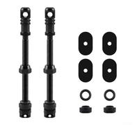 Estensore per valvola della bicicletta, 45-100 mm, in lega di alluminio, per Presta, per ruote da strada, montagna, a prova di perdite, con O-ring e strumenti, confezione da 2 pezzi, nero (75 mm)