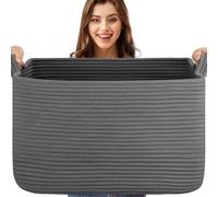 Esteopt Cestini portaoggetti pieghevoli extra large da 65L con manici - Organizer box in tessuto resistente per giocattoli, coperte, vestiti stagionali - Design pieghevole salvaspazio (55 x 38 x 30 cm