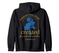 Ester 4:14 Forse Sei Stato Creato Fede Floreale Blu Felpa con Cappuccio