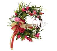 esterna Christmas Wreath Artificial Pre-Decorated Holiday Accent Ribbons Bow Tulip Wreaths decorazioni