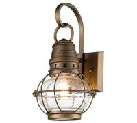 Esterni Apparecchio Facciata Lampada da Parete Lanterna Vetro Chiaro Alu Messing