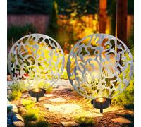 Esterni Lampada a Spiedo Solare LED Argento Antico Metallo Stanzungen Rotondo 2x