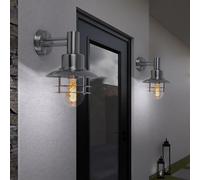 Esterni Lampada Frontale da Parete Acciaio Inox Cortile Lanterna E27 2er Set [EEK: Non valutato]